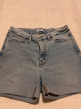 Good American - Light Blue High-Waist Denim Shorts